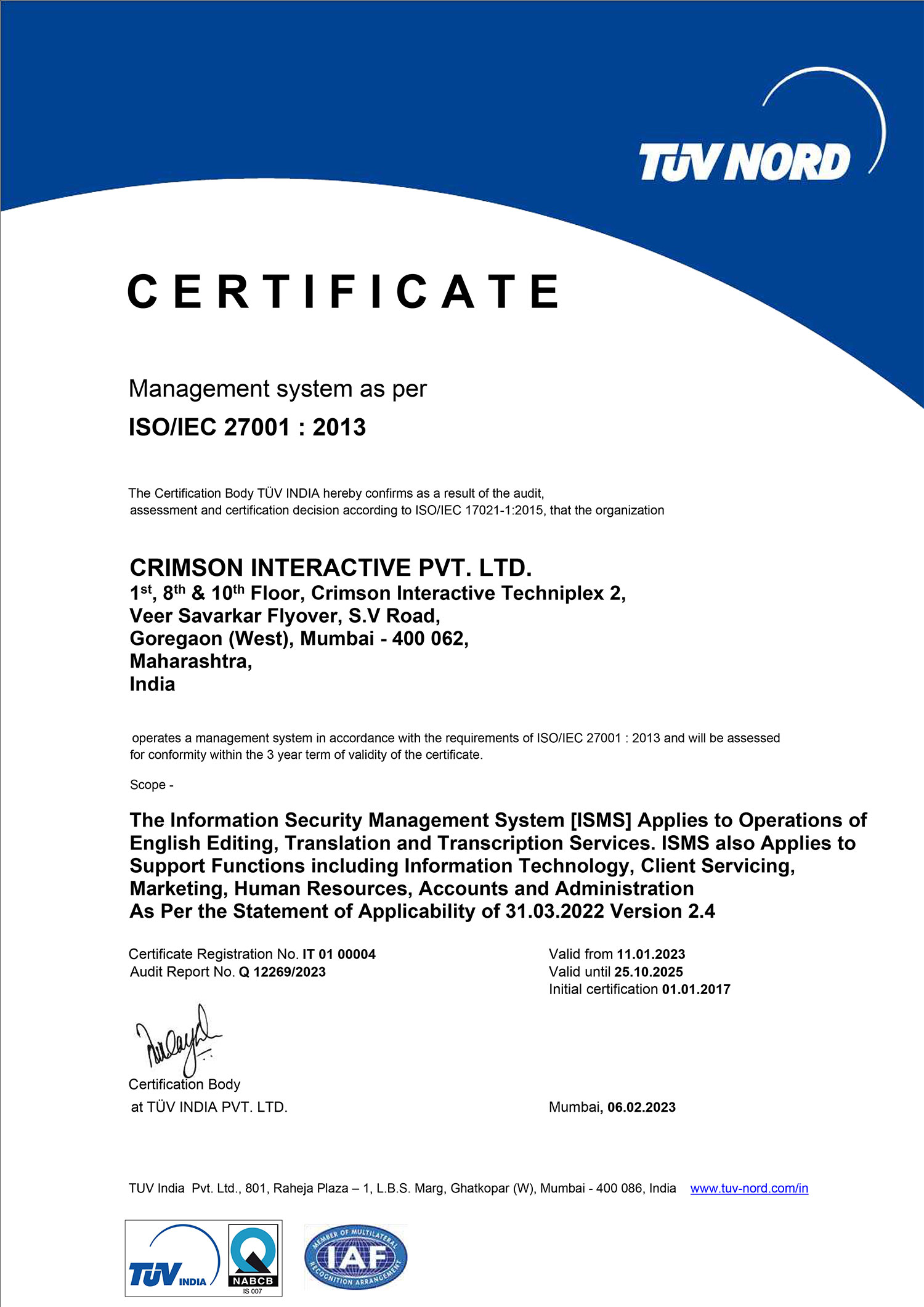 iso certification